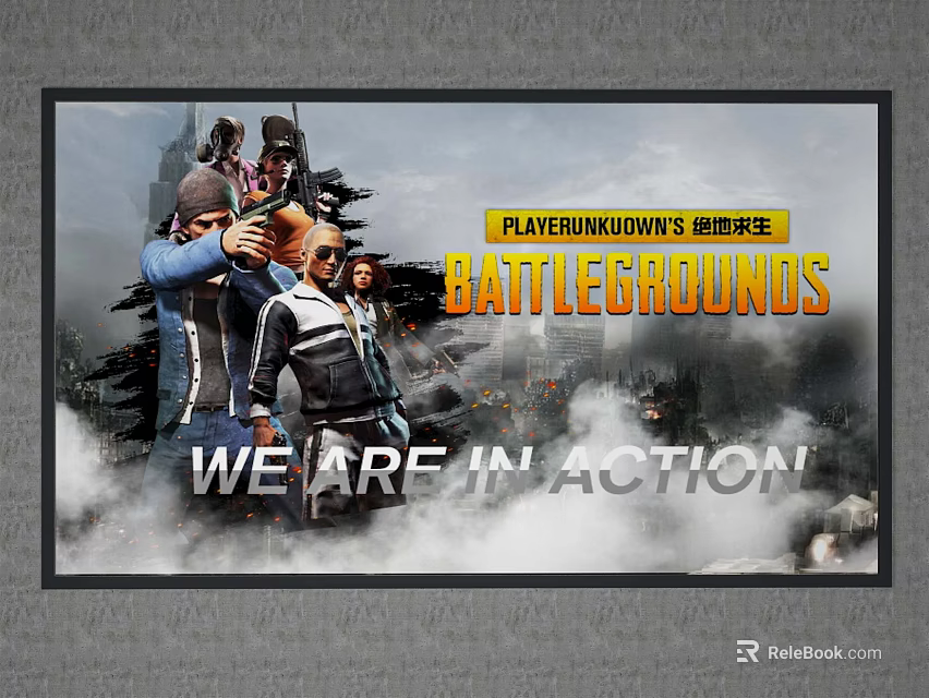 PlayerUnknowns Battlegrounds Character Illustration With Action Poses And Game Poster Design 3d model 