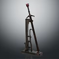 Antique Decorative Sword With Ornate Hilt On Metal Display Stand