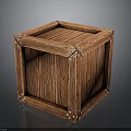 Square Wooden Crate With Natural Wood Grain And Metal Rivet Details