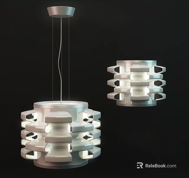 Modern Abstract Pendant Light With Layered Geometric Design And Soft Illumination 3d model 
