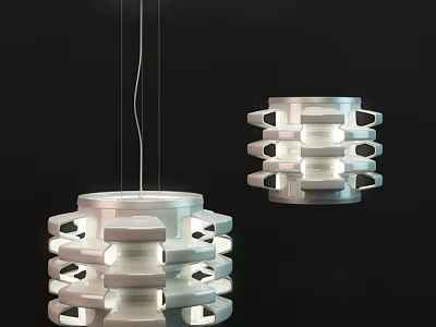 Modern Abstract Pendant Light With Layered Geometric Design And Soft Illumination 3d model