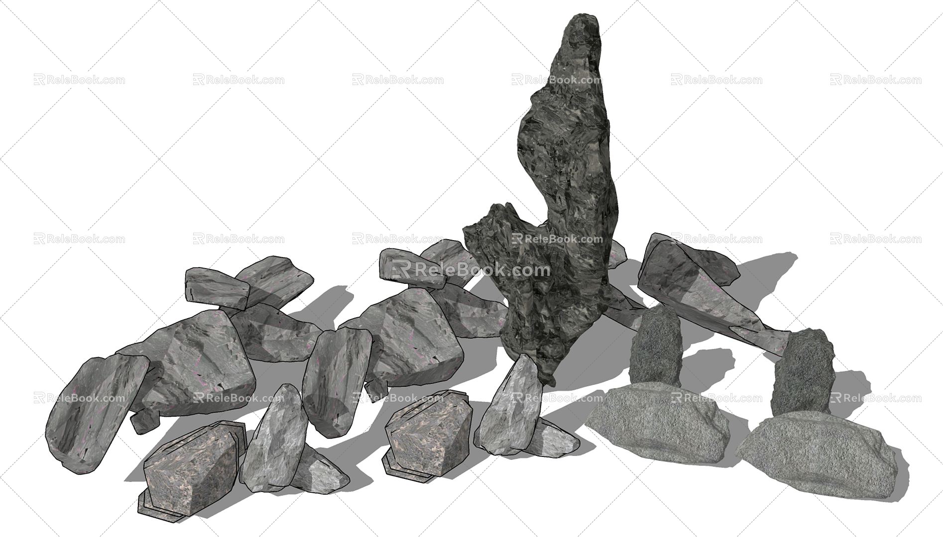 modern stone stone rock furnishings ornaments 3d model