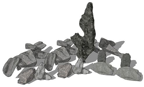 modern stone rock furnishings ornaments 3d model