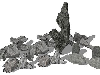 modern stone rock furnishings ornaments 3d model