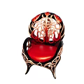 Single Sofa With Red Cushion Intricate Black Gold Hollow Modern Artistic Design