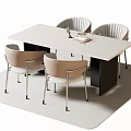 Modern Contemporary Dining Table Set With Light Colored Tabletop And Four Beige Chairs 3d model