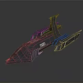 Futuristic Spaceship Design For Space Exploration With Aerodynamic Structure And Red Blue Lighting