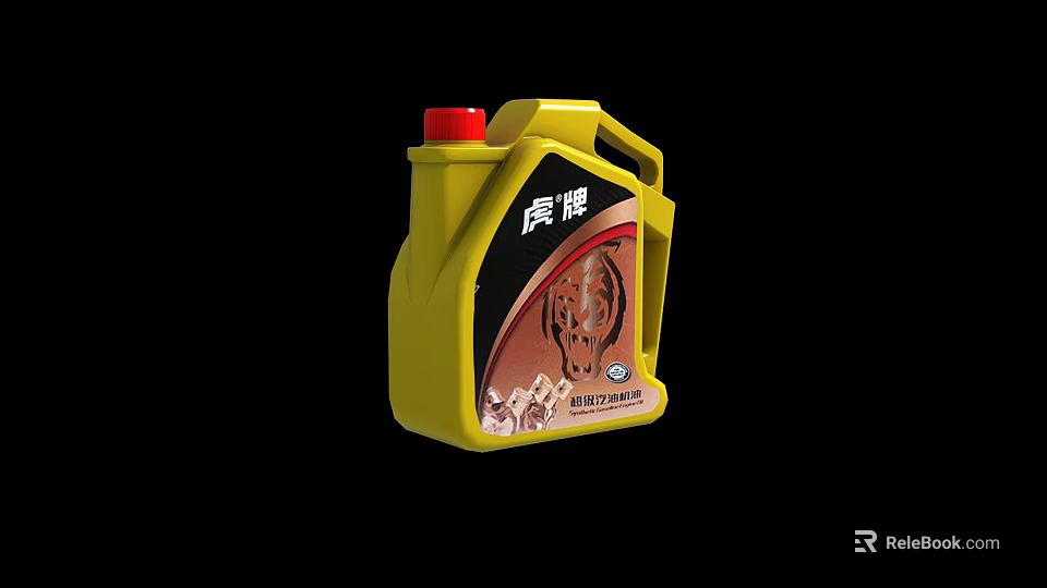 Tiger Brand Industrial Oil Drum with Yellow Body Red Cap and Tiger Graphic 3d model 