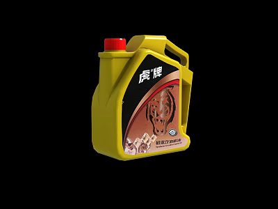 Tiger Brand Industrial Oil Drum with Yellow Body Red Cap and Tiger Graphic 3d model