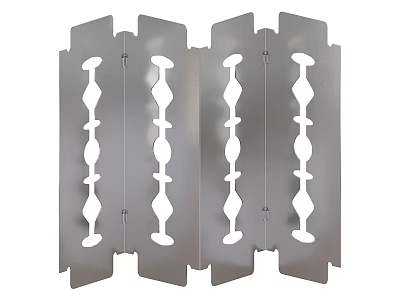 Stainless Steel Decorative Folding Screen With Geometric Cutout Patterns 3d model