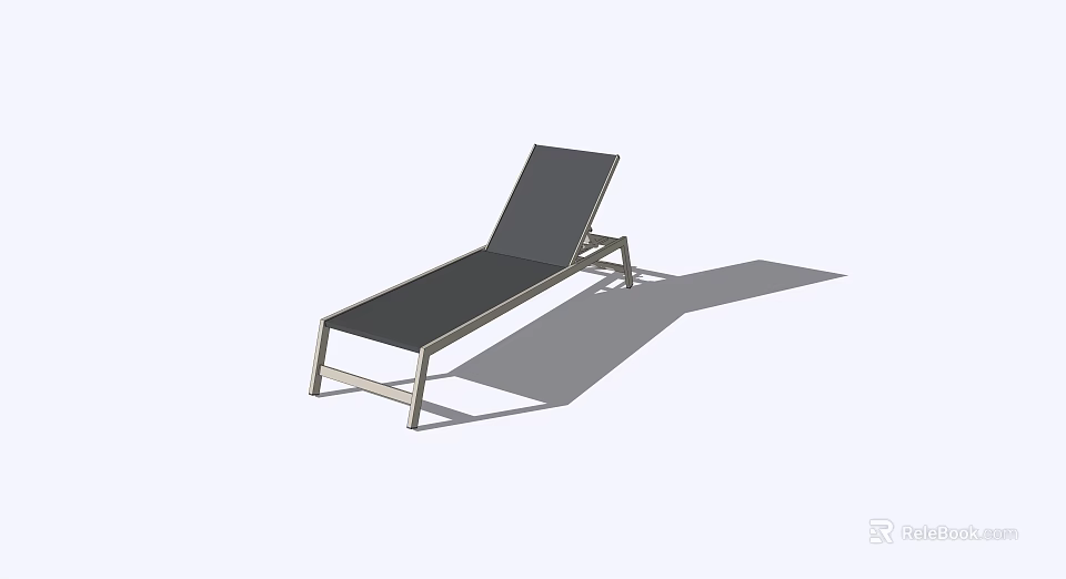 Modern Outdoor Lounge Chair With Metal Frame And Black Cushion Design 3d model 