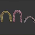 Stone Arch Models In Various Sizes With Textured Surface And Reflections On White Background 3d model