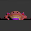 Futuristic Iridescent Sci Fi Vehicle With Pink Purple Orange Gradient And Sleek Metallic Design