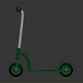 Green And Silver Scooter With Black Handlebars And Reflective Wheels Design