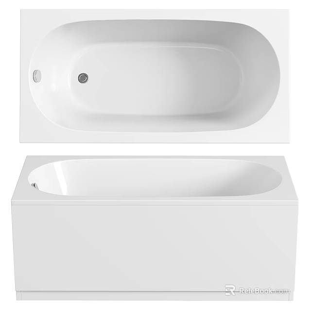 White Acrylic Bathtub Design With Oval Shape And Smooth Surface For Modern Bathroom 3d model 