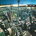 Aerial View Of Modern City With Skyscrapers Roads Green Areas And Parks