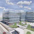modern office building multi-storey office building 3d model