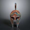 Ancient Greek Spartan Helmet With Copper Gold Metallic Finish And Spiked Top Face Guard 3d model