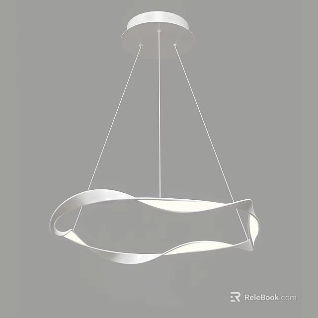 Modern White Twisted Chandelier With Soft Illuminated Curved Design For Interior Decor 3d model 