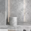 Gray Concrete Cylindrical Component in Space with Gray Walls and Floor 3d model