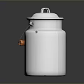 White Enamel Milk Can With Orange Wooden Handle And Secure Lid