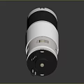 Cylindrical White And Black Small Mechanical Device With Metal Parts And Connectors