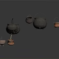 Traditional Metal Household Cooking Utensils Set Including Cauldrons Pots And Spoons