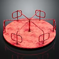 Red Circular Spinning Playground Equipment With Metal Handrails For Kids Fun