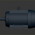 Dark Blue Industrial Electric Motor With Cooling Fins Sturdy Base And Hanging Ring