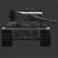 Detailed Military Tank With Camouflage Paint Turret Gun Barrel And Tracks