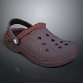 Brown Crocs Clogs With Fleece Lining And Holes Design Button Closure 3d model