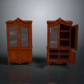 Vintage Mahogany Cabinets Pair With Glass Doors Open Shelves And Classic Style