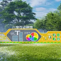 Modern children's interactive multi-functional landscape wall 3d model