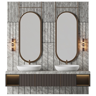 Modern wash basin wash basin counter basin mirror wall lamp 3d model