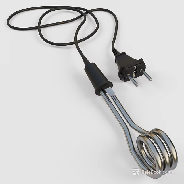 Practical Household Electric Immersion Heater With Metal Coil And Power Cord 3d model 