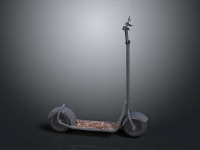 Vintage Electric Scooter Featuring Rusty Worn Deck And Gray Isolated Background 3d model