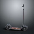 Vintage Electric Scooter Featuring Rusty Worn Deck And Gray Isolated Background 3d model