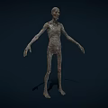 Creepy Gaunt Humanoid Game and Movie Character with Shriveled Skin and Grayish Tone 3d model