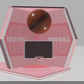 Pink Hexagon Basketball Themed Photo Check In Spot With Hoop And Ball