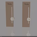 Pair of Brown Swing Doors With White Lines Round Handles And Arrow Indicators