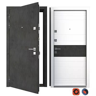 Modern Hinged Door Design With Black And White Finish For Home Entrance 3d model
