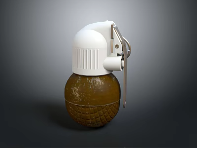Vintage Grenade With White Top And Brown Textured Body Design 3d model