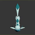 Game Anime Character Glaceon 3D Model With Blue White Geometric Design And Ears Tail Features