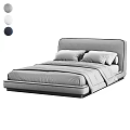Modern Grey Double Bed With Upholstered Headboard And Soft Bedding