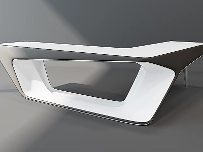 Modern Office Desk With Unique Geometric Design And White Black Surface 3d model