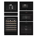Sleek Modern Built-in Kitchen Appliances With Black Ovens Microwave And Wine Cooler