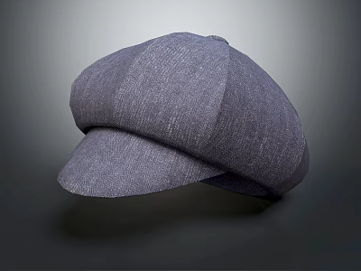 Gray Fabric Octagonal Hat on Gradient Gray Background with Classic Design 3d model