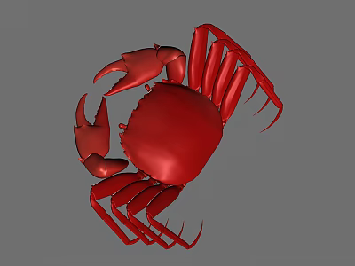 Aquatic Animal Red Crab Detailed 3D Rendering Isolated On Gray Background 3d model