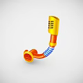 Colorful Orange And Yellow Curved Horn Shaped Play Equipment With Blue White Stripes