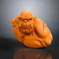 Muscular Orange Skinned Tusked Monster Creature With Bloodstained Wounds And Fierce Expression